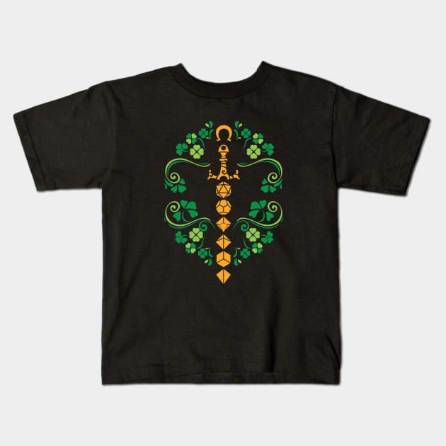 Lucky Golden Dice Sword of St Patrick Kids T-Shirt by pixeptional